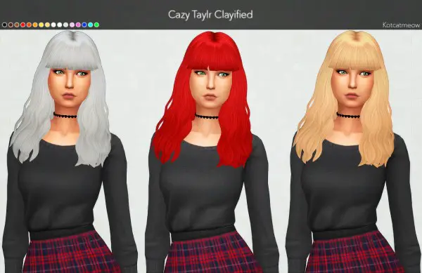 Kot Cat: Cazy`s Taylr Hair Clayified for Sims 4