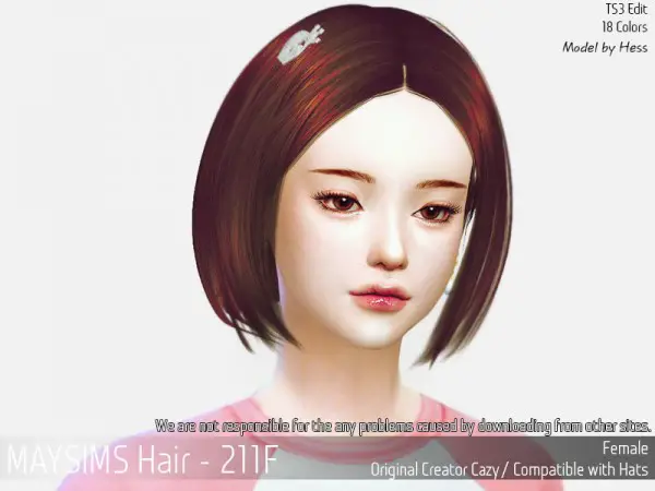 MAY Sims: May 211F Hair retextured for Sims 4