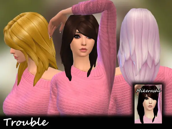 Mikerashi: Trouble Hair for Sims 4