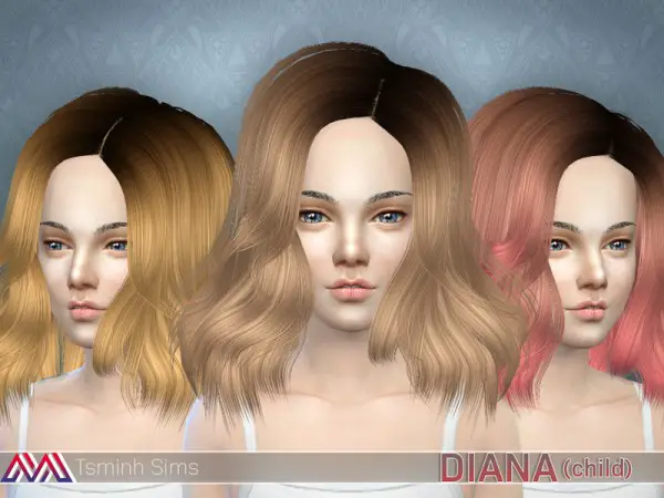 The Sims Resource: Diana Hair 16 Set by tsminh for Sims 4
