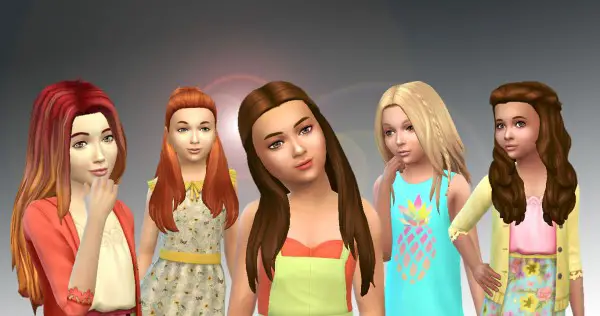 Mystufforigin: 5 Girls Long Hairs Pack 2 for Sims 4