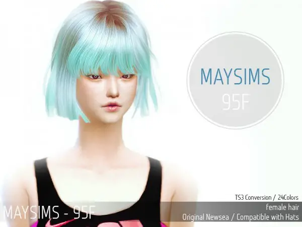 MAY Sims: May 95F hair retextured for Sims 4