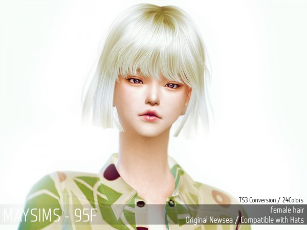 MAY Sims: May 95F hair retextured for Sims 4