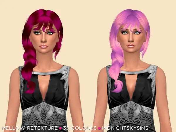 Simsworkshop: Mellow Unnatural hair retextured by midnightskysims for Sims 4