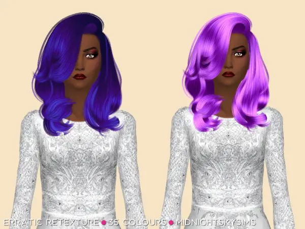 Simsworkshop: Erratic Unnatural hair retextured by midnightskysims for Sims 4