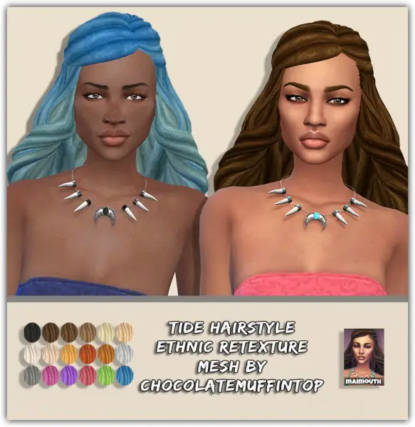 Simsworkshop: Tide Hair Ethnic Retextured by maimouth for Sims 4