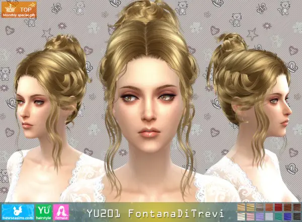 NewSea: YU201 Fontana Di Trevi hair for Sims 4