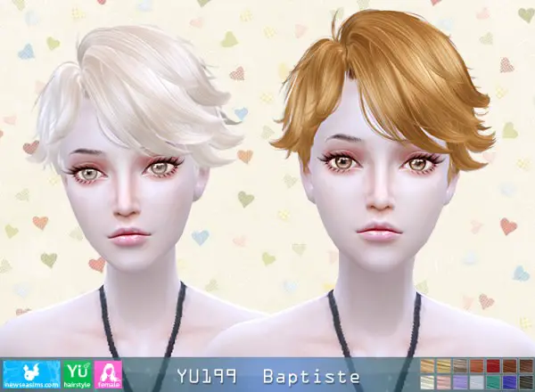 NewSea: YU199 Baptiste hair for her for Sims 4