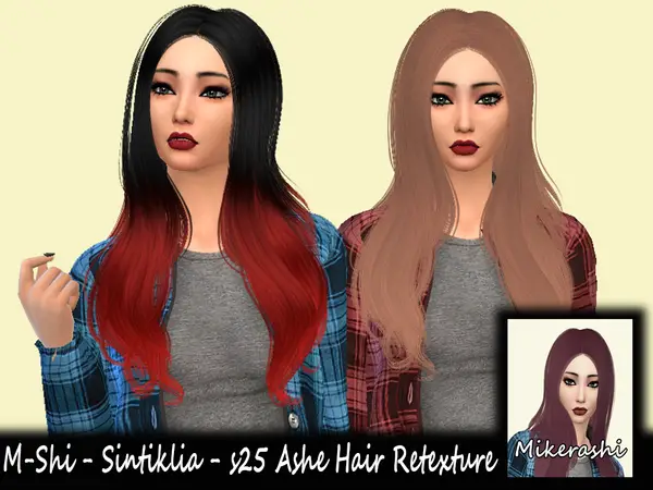 The Sims Resource: Sintiklia`s 25 Ashe Hair Retextured by mikerashi for Sims 4