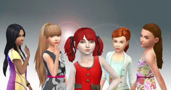 Mystufforigin: 5 Girls Tied Hairs Pack 2 for Sims 4