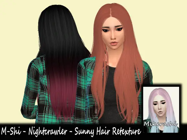 The Sims Resource: Nightcrawler`s Sunny Hair Retextured by mikerashi for Sims 4