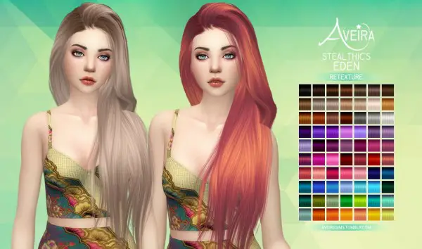 Aveira Sims 4: Stealthic’s Eden hair retextured for Sims 4