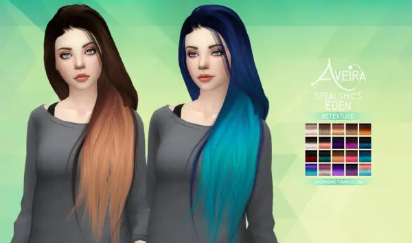 Aveira Sims 4: Stealthic’s Eden hair retextured for Sims 4
