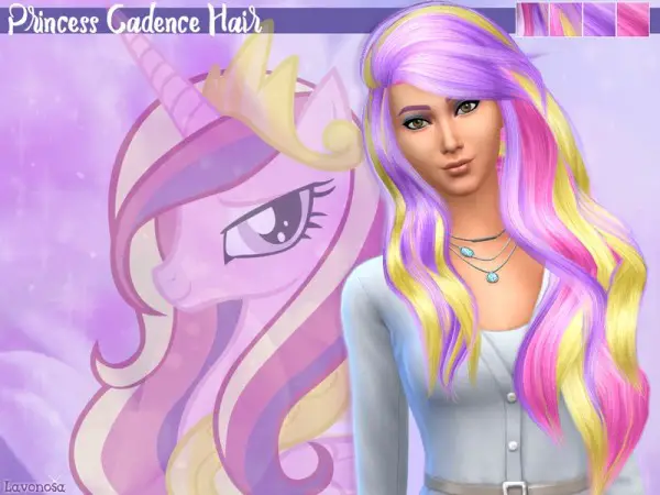 The Sims Resource: Princess Cadence Sanctuary hair retextured by lavonosa for Sims 4
