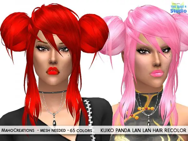 The Sims Resource: Kijiko Panda Lan Lan Hair Recolored by MahoCreations for Sims 4