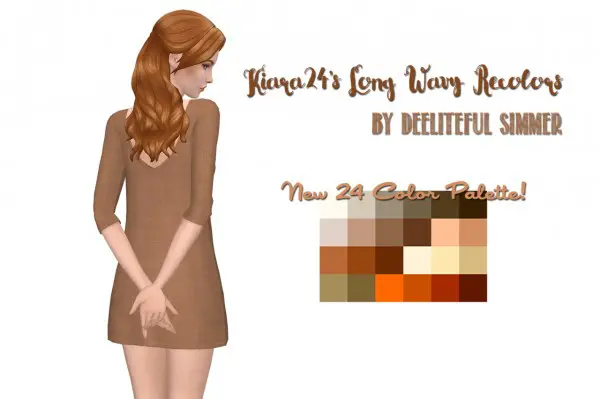 Deelitefulsimmer: Kiara`s Long Wavy hair recolored for Sims 4