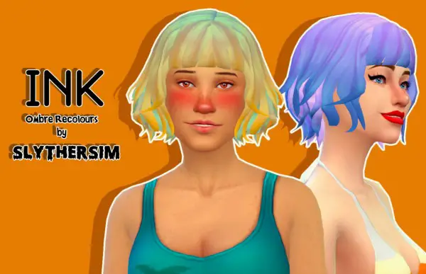 Slythersim: Chocolatemuffintop’s Ink Hair recolored for Sims 4