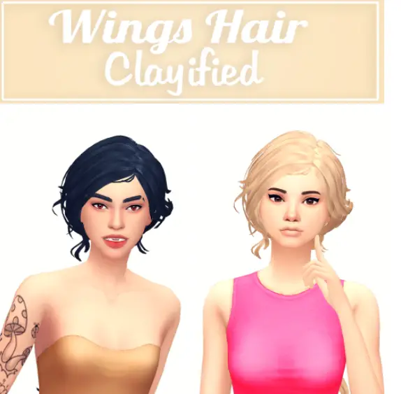 Butterscotchsims: Wings hair clayified for Sims 4
