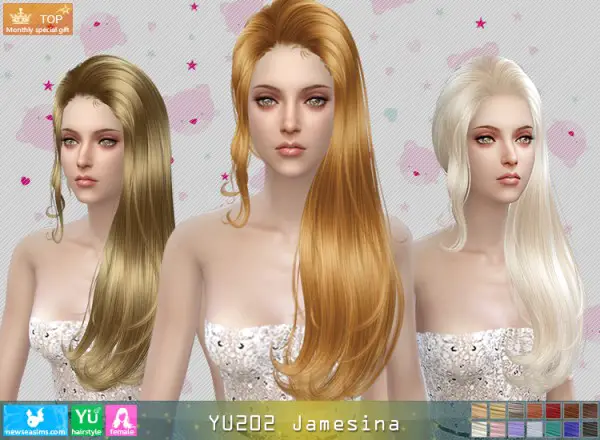 NewSea: YU 202 Jamesina hair for Sims 4