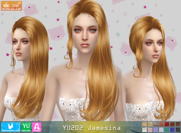 NewSea: YU 202 Jamesina hair for Sims 4