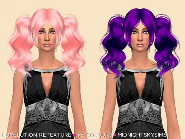 Simsworkshop: Lovelution UNatural hair retextured by midnightskysims for Sims 4