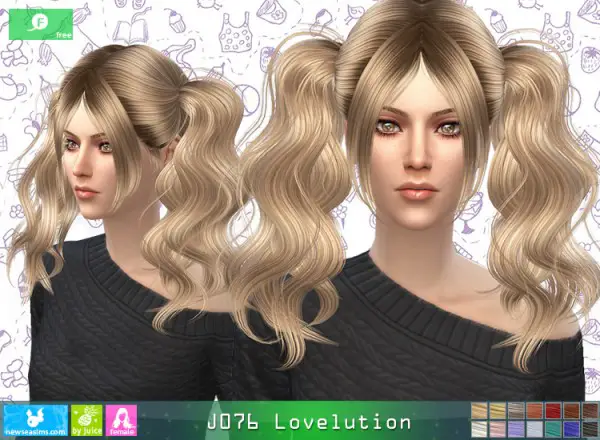 NewSea: J076 Lovelution hair for Sims 4