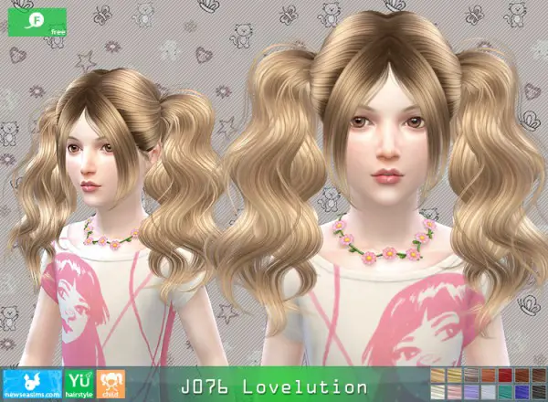 NewSea: J076 Lovelution hair for girls for Sims 4