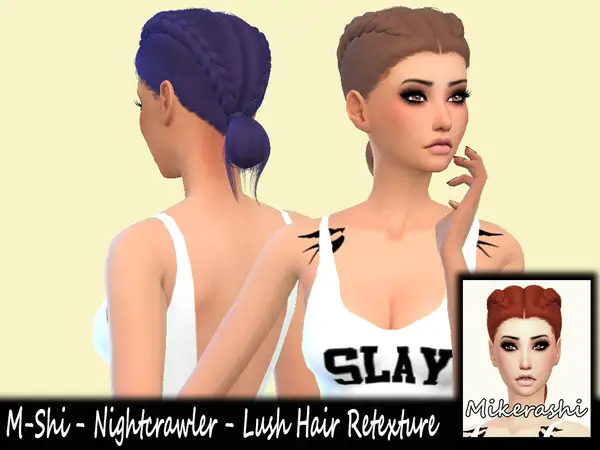 The Sims Resource: Nightcrawler`s Lush hair retextured by mikerashi for Sims 4