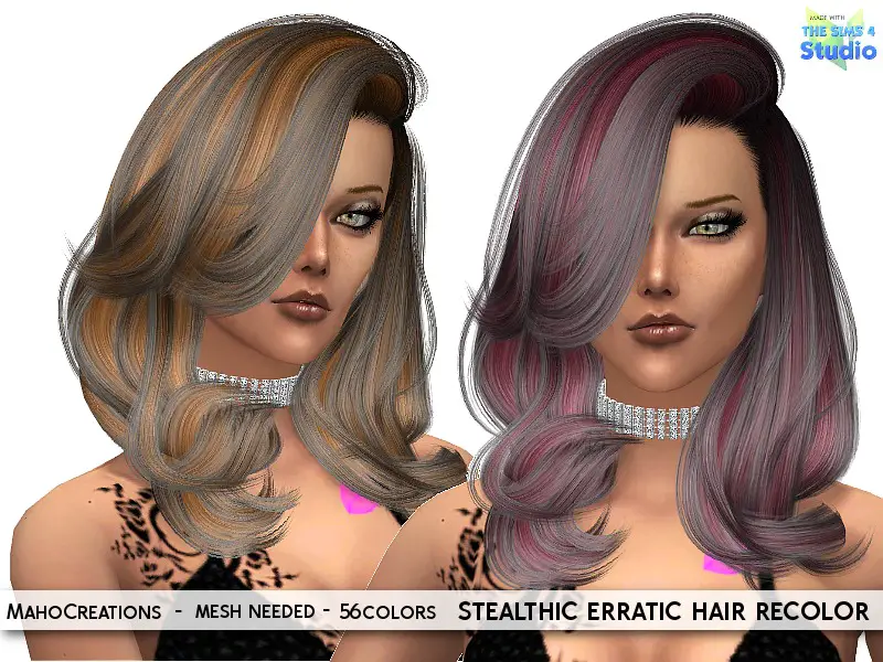 The Sims Resource Stealthic`s Erratic Hair Recolored By Mahocreations