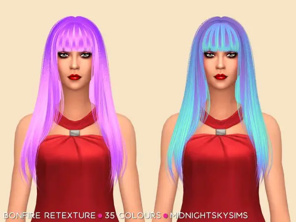 Simsworkshop: Bonfire Unnatural hair retextured for Sims 4