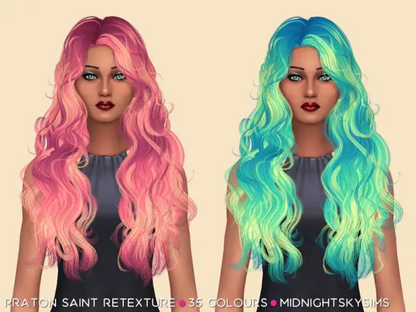 Simsworkshop: Patron Saint Unnatural hair retextured by midnightskysims for Sims 4