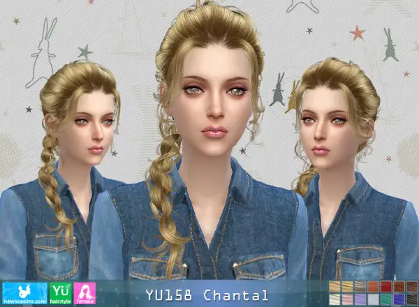 NewSea: YU158 Chantal hair for Sims 4