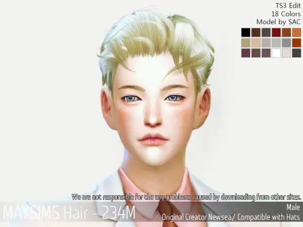MAY Sims: May 234M hair retextured for Sims 4