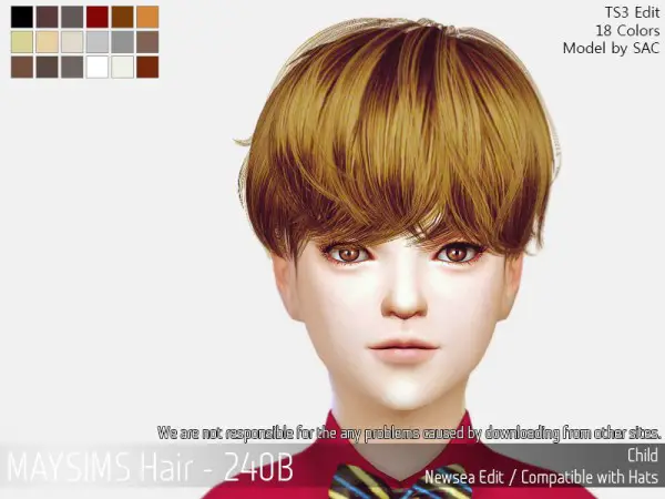 MAY Sims: May 240B hair for Sims 4
