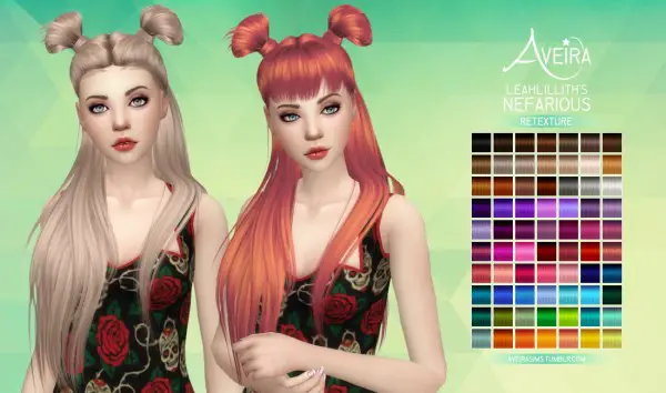 Aveira Sims 4: LeahLillith’s Nefarious hair retextured for Sims 4