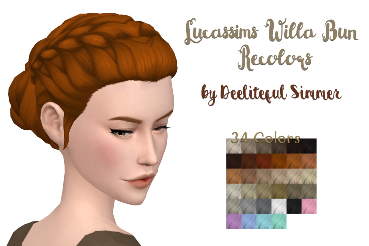 Deelitefulsimmer: Willa bun recolored - Sims 4 Hairs