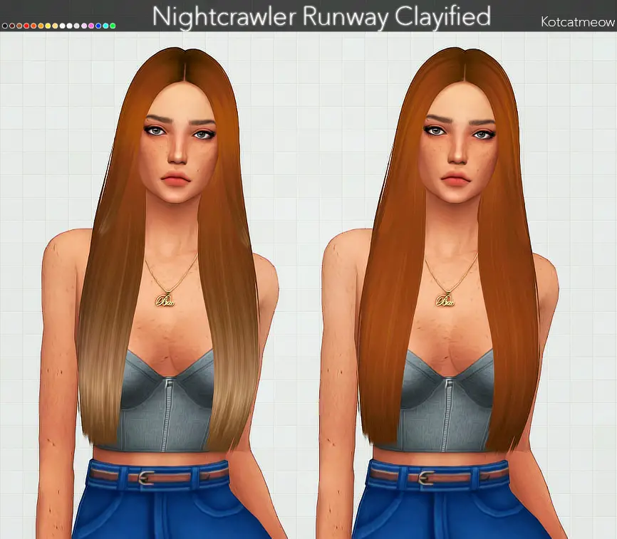 Kot Cat Nightcrawler`s Runway Hair Clayified Sims 4 Hairs