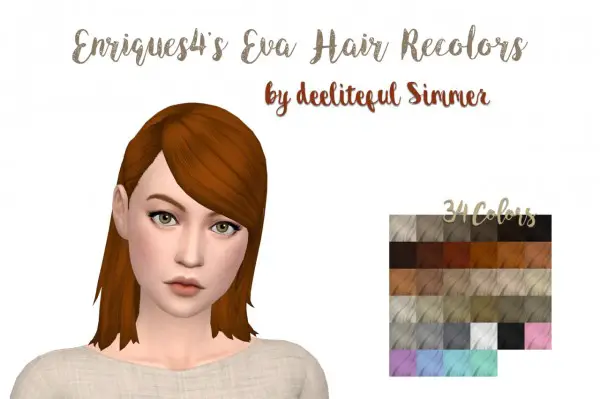 Deelitefulsimmer: Eva hair recolored for Sims 4