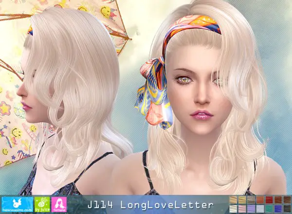 NewSea: J114 Long Love Letter hair for Sims 4