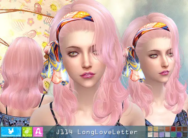NewSea: J114 Long Love Letter hair for Sims 4