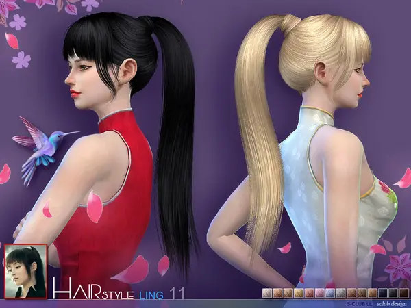 The Sims Resource: Ling n11 hair by S Club for Sims 4