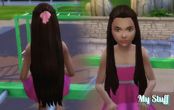 Mystufforigin: Pure Hair Version 2 + Bow for Girls for Sims 4