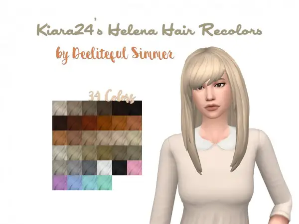 Deelitefulsimmer: Helena hair recolor for Sims 4