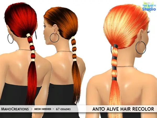 The Sims Resource: Anto`s Alive Hair Recolored by MahoCreations for Sims 4