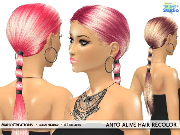 The Sims Resource: Anto`s Alive Hair Recolored by MahoCreations for Sims 4
