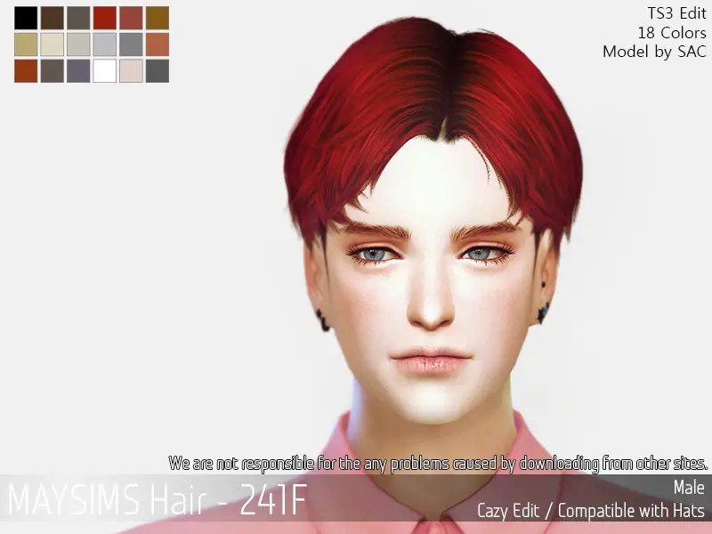 MAY Sims: May 241M hair retextured - Sims 4 Hairs