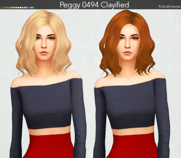 Kot Cat: Peggy 0494 Hair Clayified for Sims 4