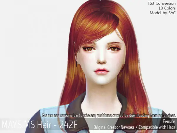 MAY Sims: May 242F hair retextured for Sims 4