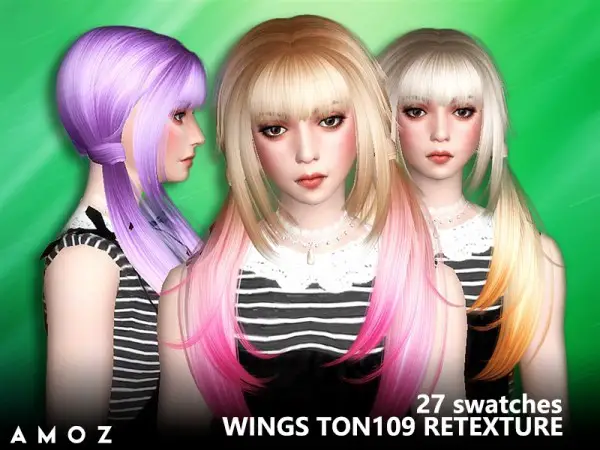 The Sims Resource: Wings TON109 hair retextured by Amoz for Sims 4