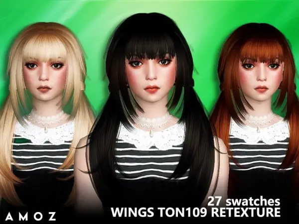 The Sims Resource: Wings TON109 hair retextured by Amoz for Sims 4
